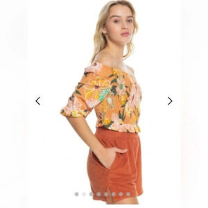 Roxy Like The Sun Again Woven Off the Shoulder Floral Top Women’s size Small